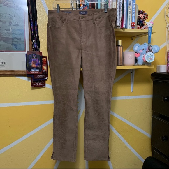 NYDJ Alina Split Hem Faux Suede Ankle Skinny Pants Size 10 - Picture 3 of 10